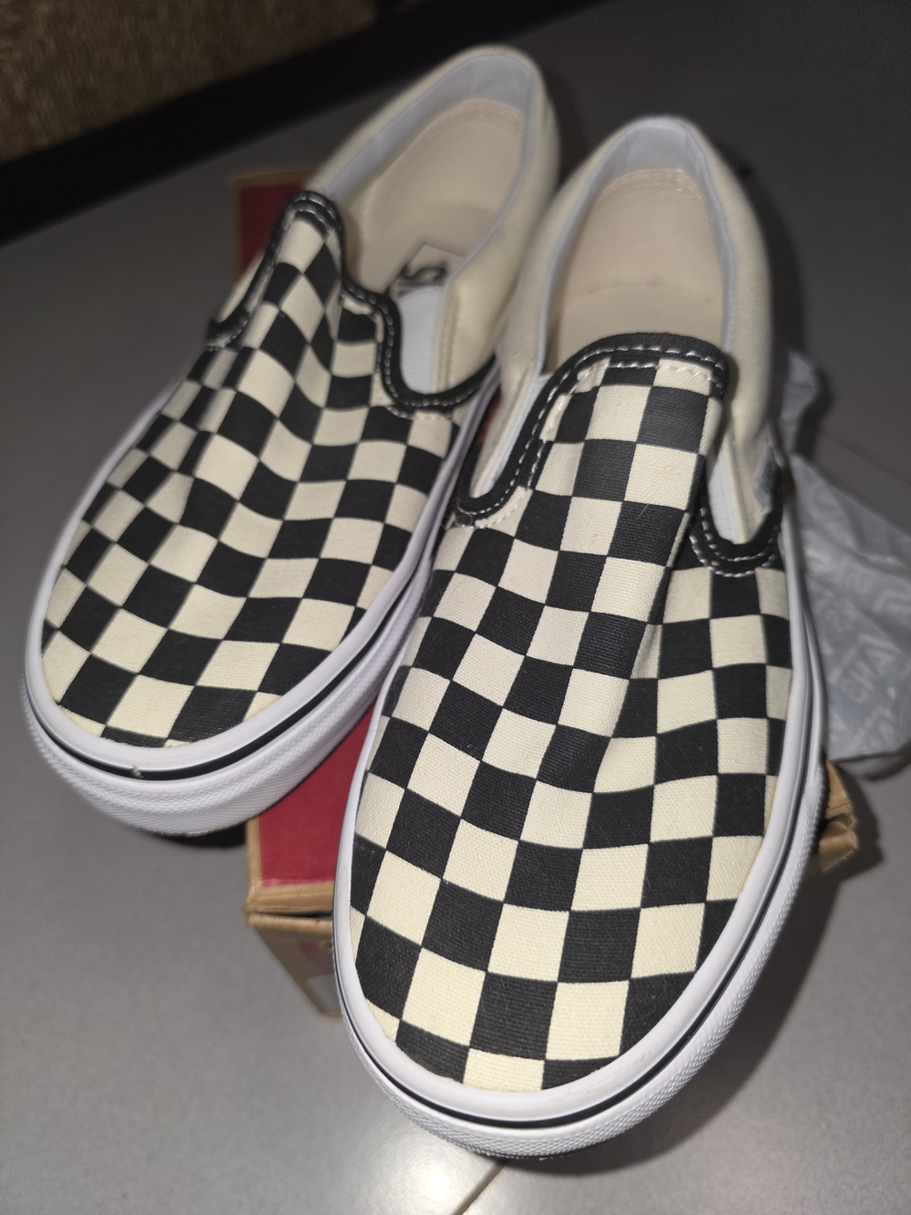 Vans Checkerboard Black and White Slip-On Sneakers